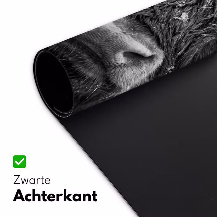 Schotse hooglander - Zwart - Wit - Sneeuwvlokken Muismat XXL klein -sfeer2