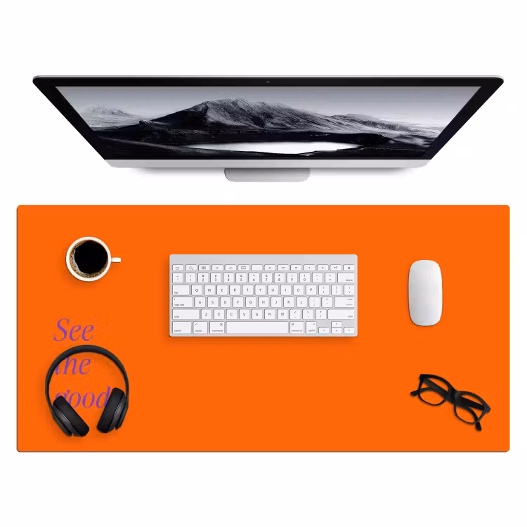 See te good - Paars - Oranje Muismat XXL klein -3d