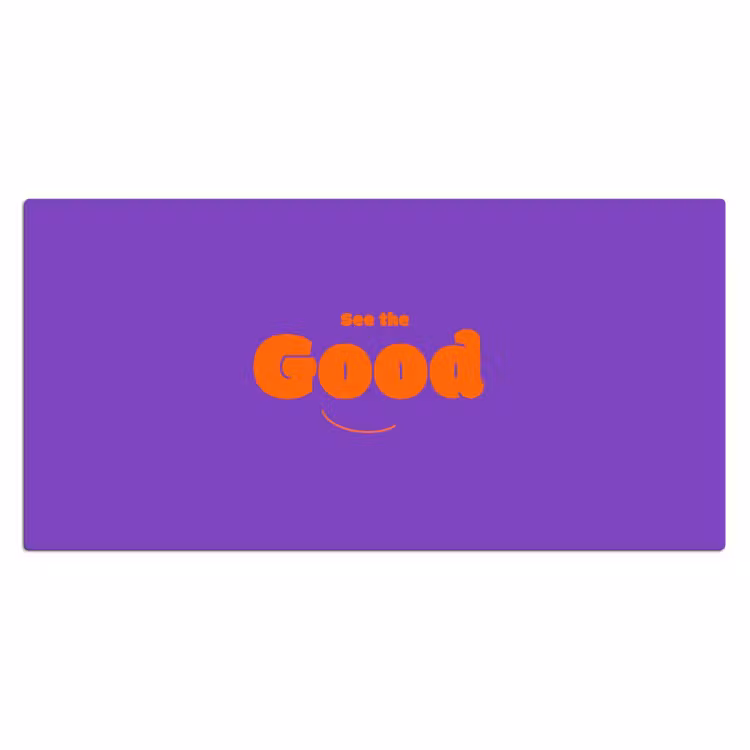 See the good - Oranje - Paars - Smiley Muismat XXL klein -3d_leeg