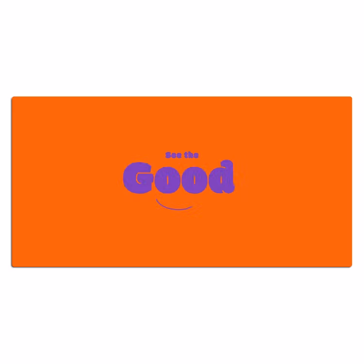 See the good - Paars - Oranje - Smiley Muismat XXL klein -3d_leeg