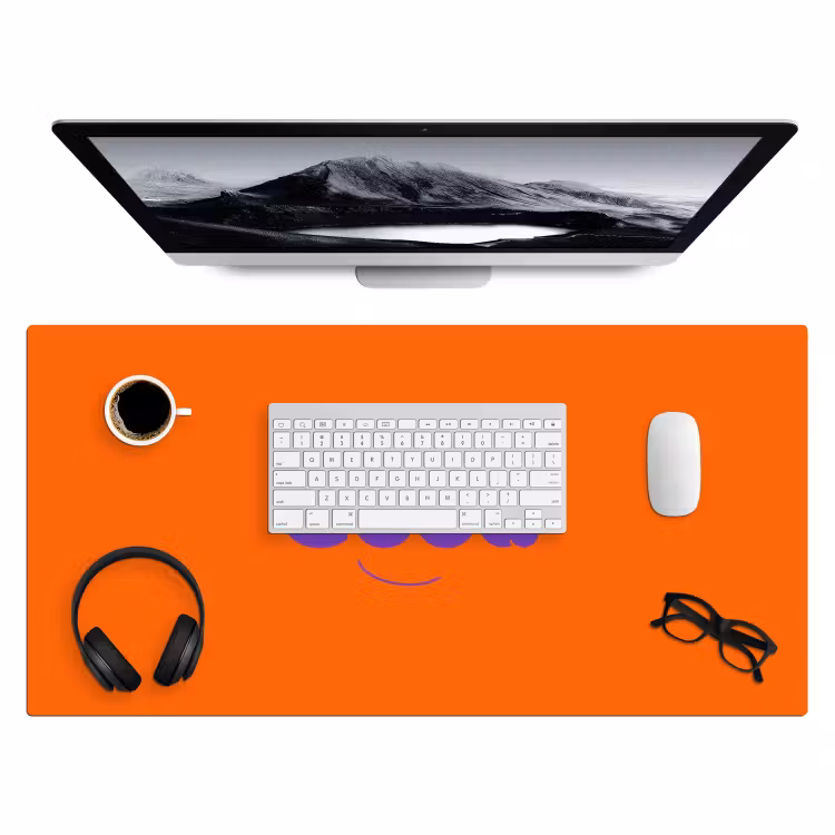 See the good - Paars - Oranje - Smiley Muismat XXL klein -3d