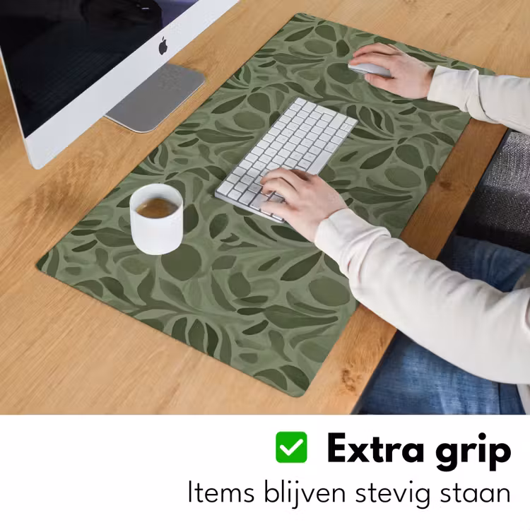 Sereen - Bladeren - Groen Muismat XXL klein 681 -sfeer3
