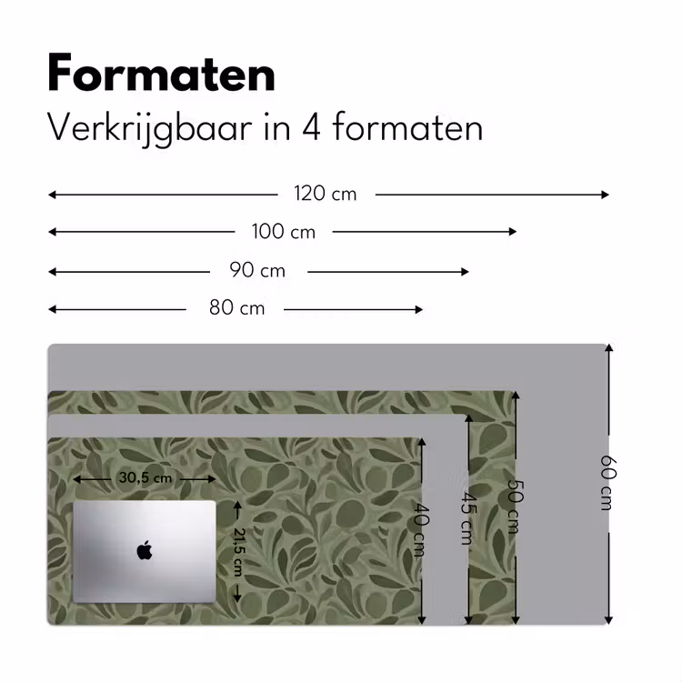 Sereen - Bladeren - Groen Muismat XXL klein 681 -sfeer5