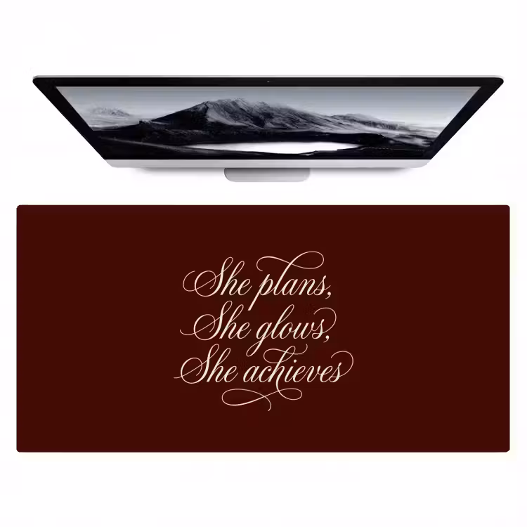 She plans she glows she achieves - Rood - Cursief Muismat XXL klein -zzz3d