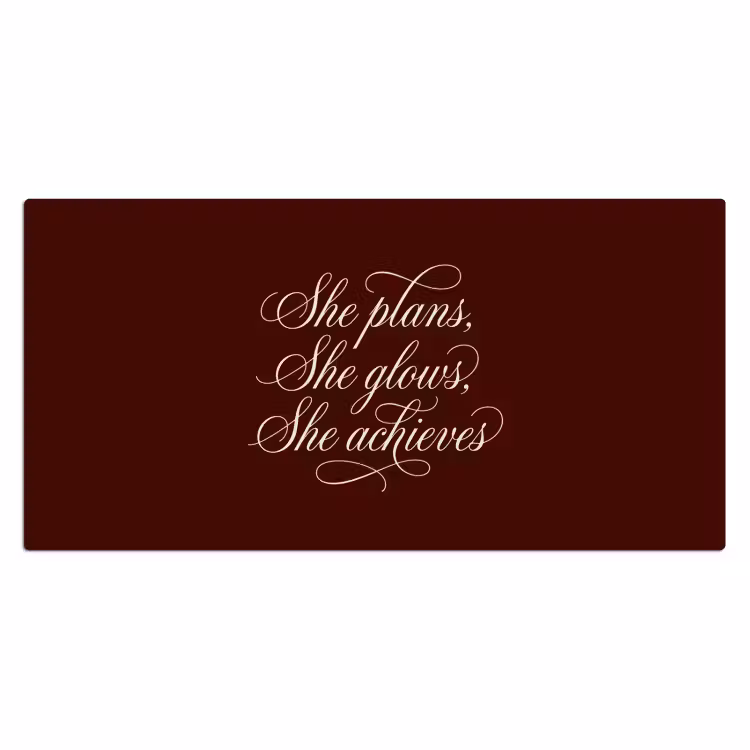 She plans she glows she achieves - Rood - Cursief Muismat XXL klein -3d_leeg