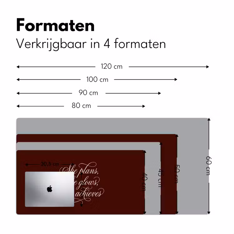 She plans she glows she achieves - Rood - Cursief Muismat XXL klein -sfeer5