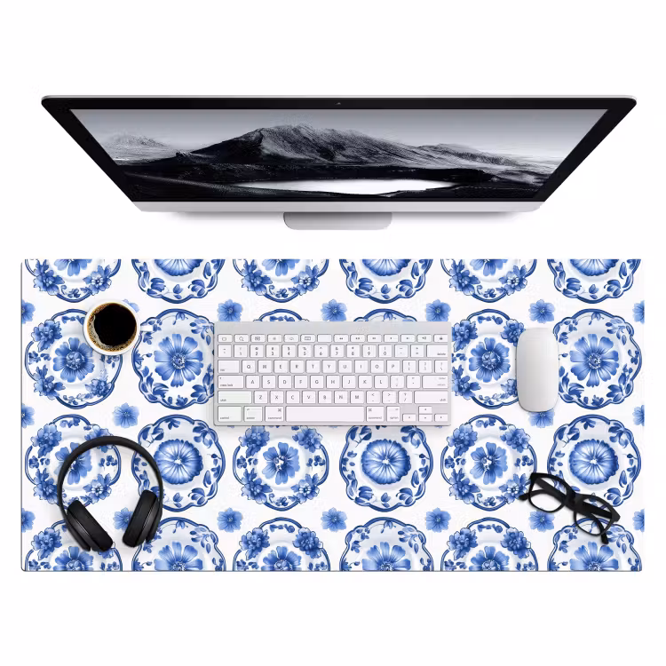 Sierborden - Bloemen - Blauw Muismat XXL klein 681 -3d