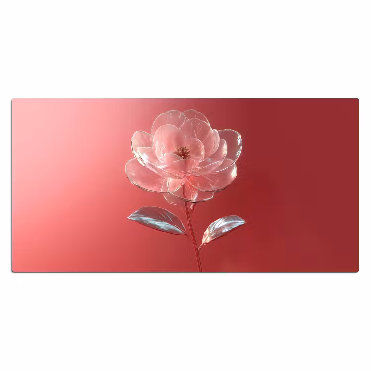 Sierlijk - Bloem - Roze - Glazen Muismat XXL klein -3d_leeg
