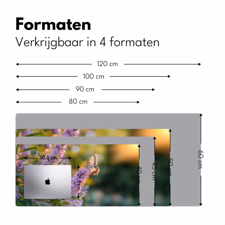Sierlijke - Vlinder - Paarse - Bloemen Muismat XXL klein -sfeer5