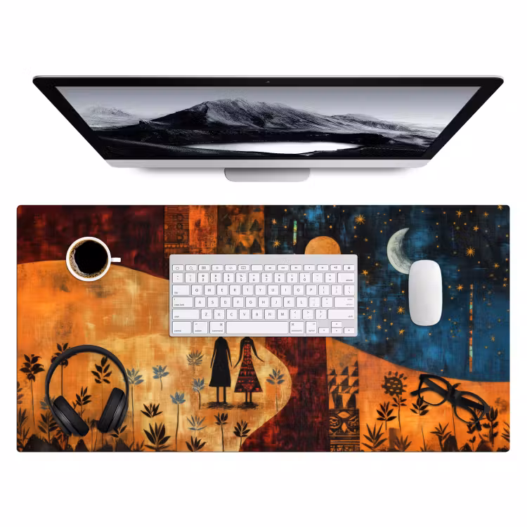 Silhouetten - Abstract - Zon - Maan Muismat XXL klein -3d