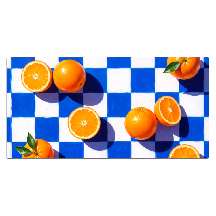 Bureau onderlegger - Sinaasappel - Geruit - Eten - Sinaasappel - Geruit - Eten Muismat XXL klein