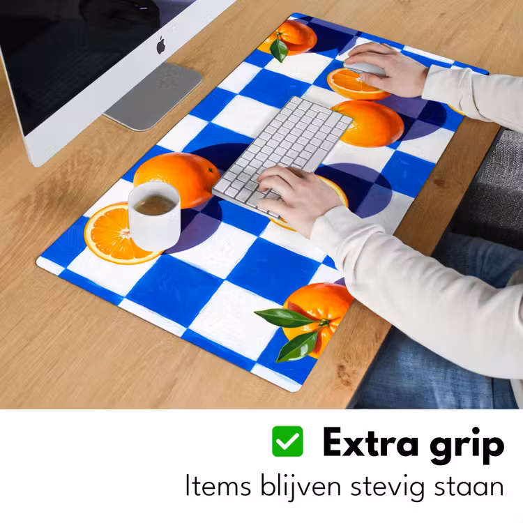 Bureau onderlegger - Sinaasappel - Geruit - Eten - Sinaasappel - Geruit - Eten Muismat XXL klein