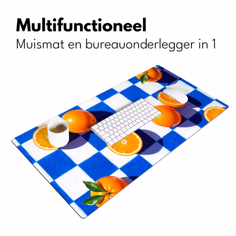 Bureau onderlegger - Sinaasappel - Geruit - Eten - Sinaasappel - Geruit - Eten Muismat XXL klein