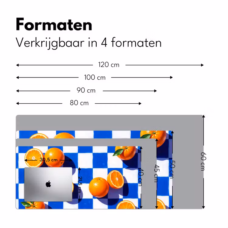 Bureau onderlegger - Sinaasappel - Geruit - Eten - Sinaasappel - Geruit - Eten Muismat XXL klein