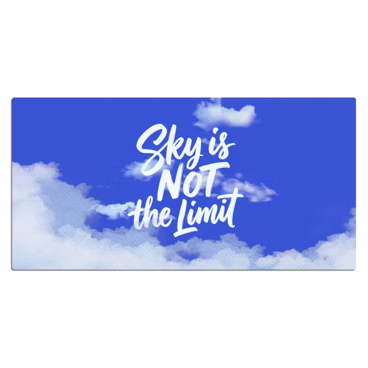 Sky is not the limit - Blauwe lucht - Wolken Muismat XXL klein -3d_leeg