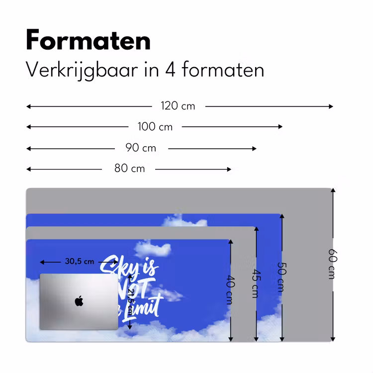 Sky is not the limit - Blauwe lucht - Wolken Muismat XXL klein -sfeer5