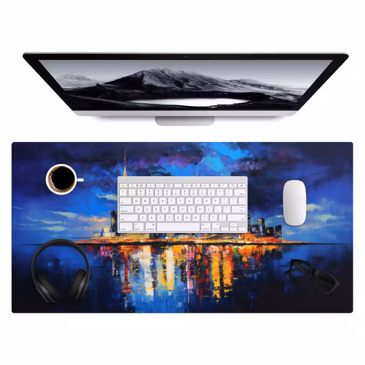 Skyline Toronto - Modern - Stadslicht - Blauw Muismat XXL klein -3d