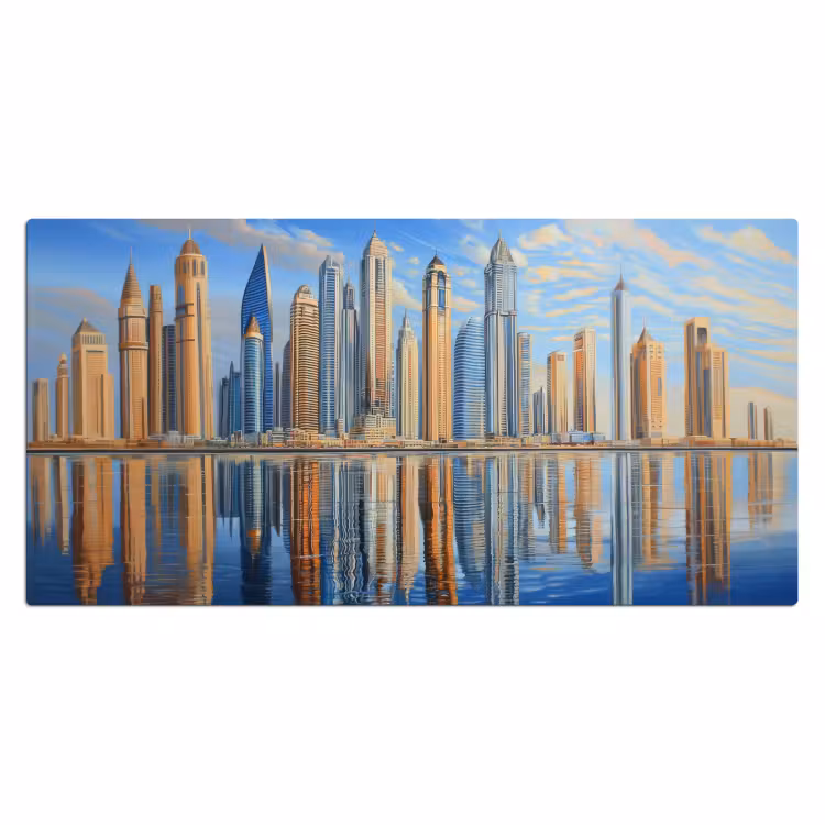 Skyline - Wolkenkrabbers - Water - Blauw Muismat XXL klein -3d_leeg