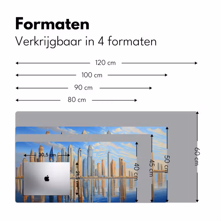 Skyline - Wolkenkrabbers - Water - Blauw Muismat XXL klein -sfeer5