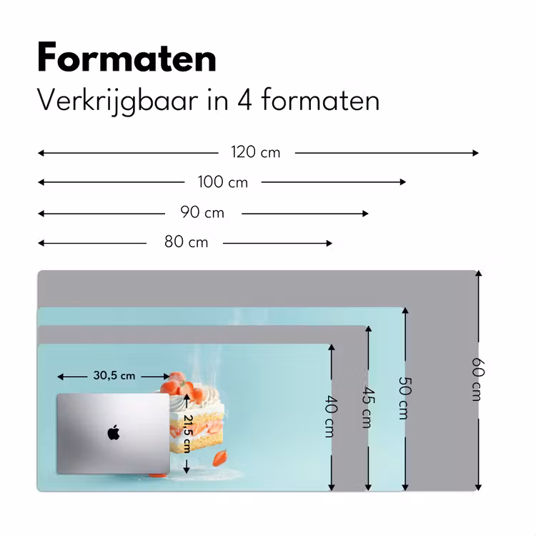 Slagroom - Taart - Blauw - Eten Muismat XXL klein -sfeer5