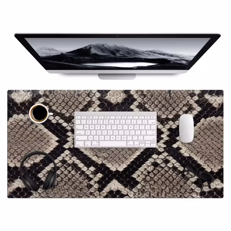 Slangenleer - Patroon - Beige Muismat XXL klein -3d