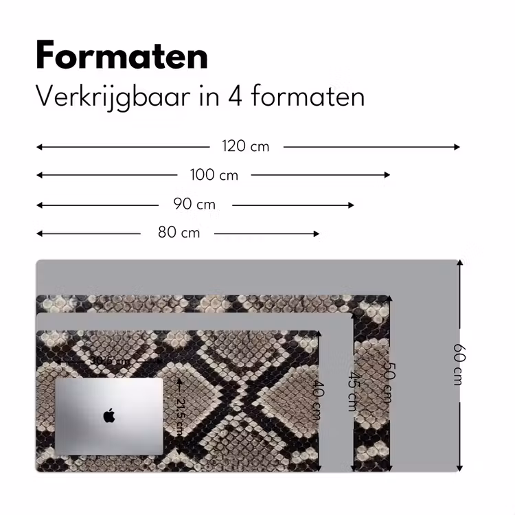 Slangenleer - Patroon - Beige Muismat XXL klein -sfeer5