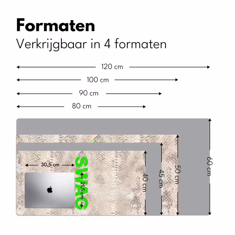 Slangenprint - SWAG - Neon - Groen Muismat XXL klein -sfeer5