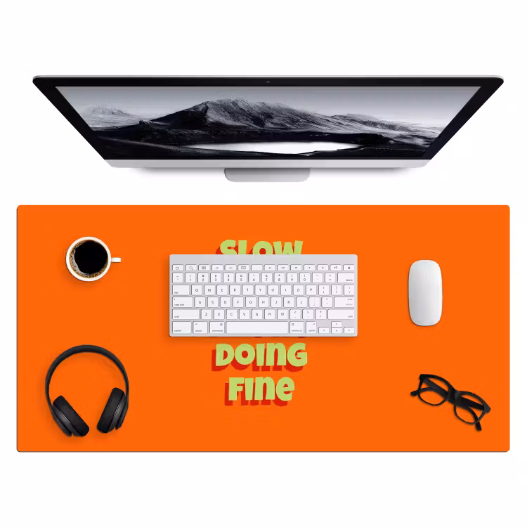 Slow down you're doing fine - Oranje - Simple Muismat XXL klein -3d