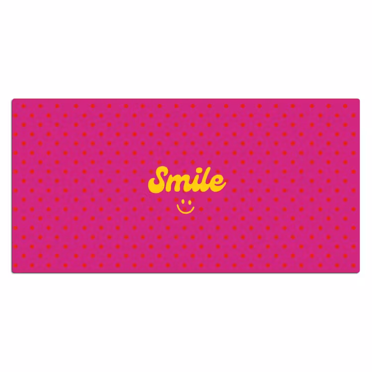 Smile - Stippen - Geel - Smiley - Roze Muismat XXL klein -3d_leeg