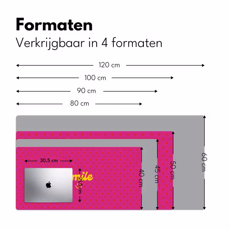 Smile - Stippen - Geel - Smiley - Roze Muismat XXL klein -sfeer5