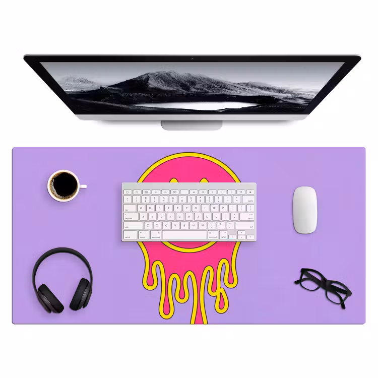 Smiley - Drip - Neon Muismat XXL klein -3d