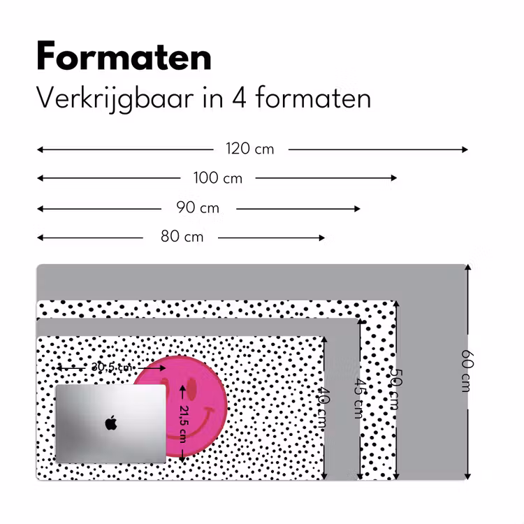 Smiley - Roze - Stippen Muismat XXL klein -sfeer5