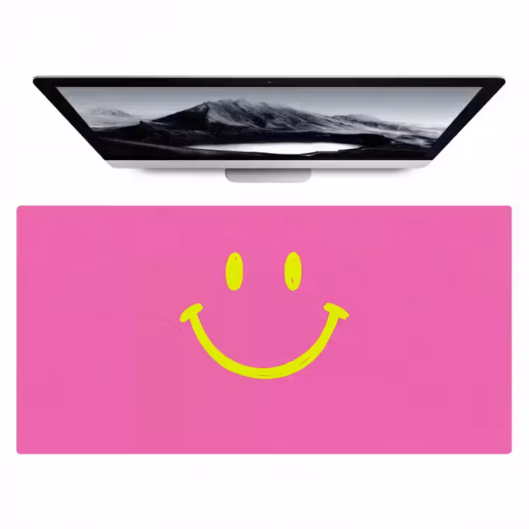 Smiley - Vrolijk - Roze Muismat XXL klein -zzz3d