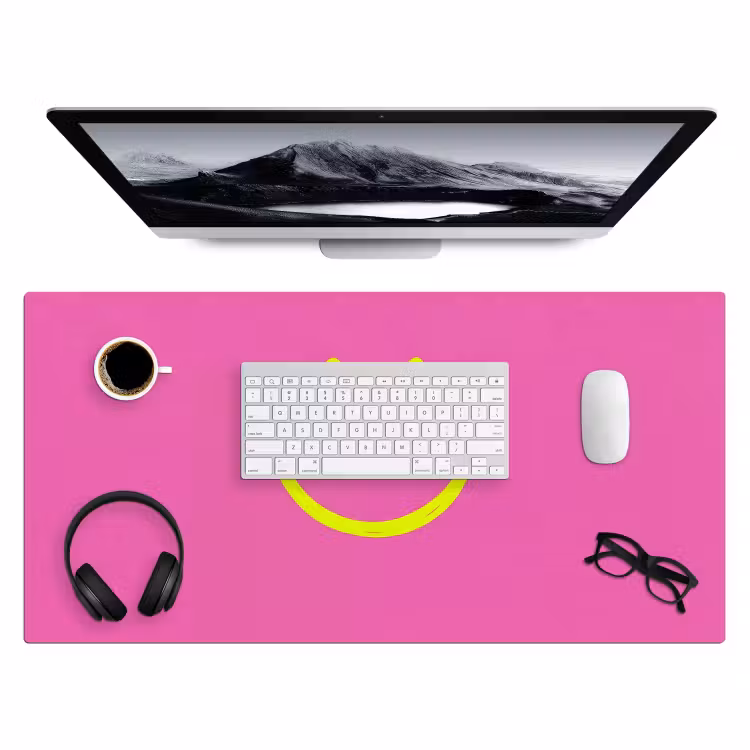 Smiley - Vrolijk - Roze Muismat XXL klein -3d
