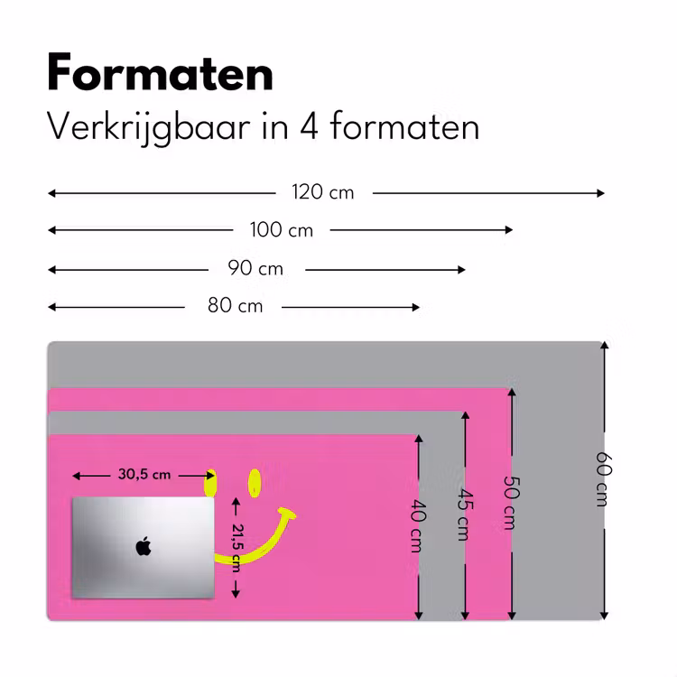 Smiley - Vrolijk - Roze Muismat XXL klein -sfeer5