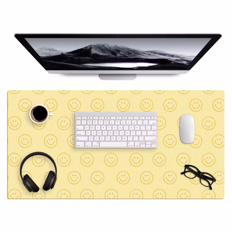 Smileys - Patroon - Retro - Zachtgeel Muismat XXL klein 681 -3d