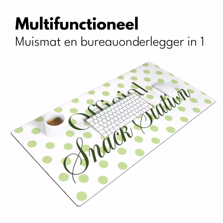 Snack Station - Groen - Stippen Muismat XXL klein -sfeer4