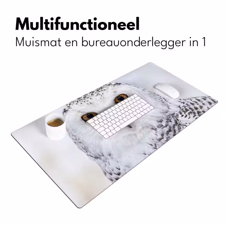 Sneeuwuil - Oog - Wildlife - Wit Muismat XXL klein -sfeer4
