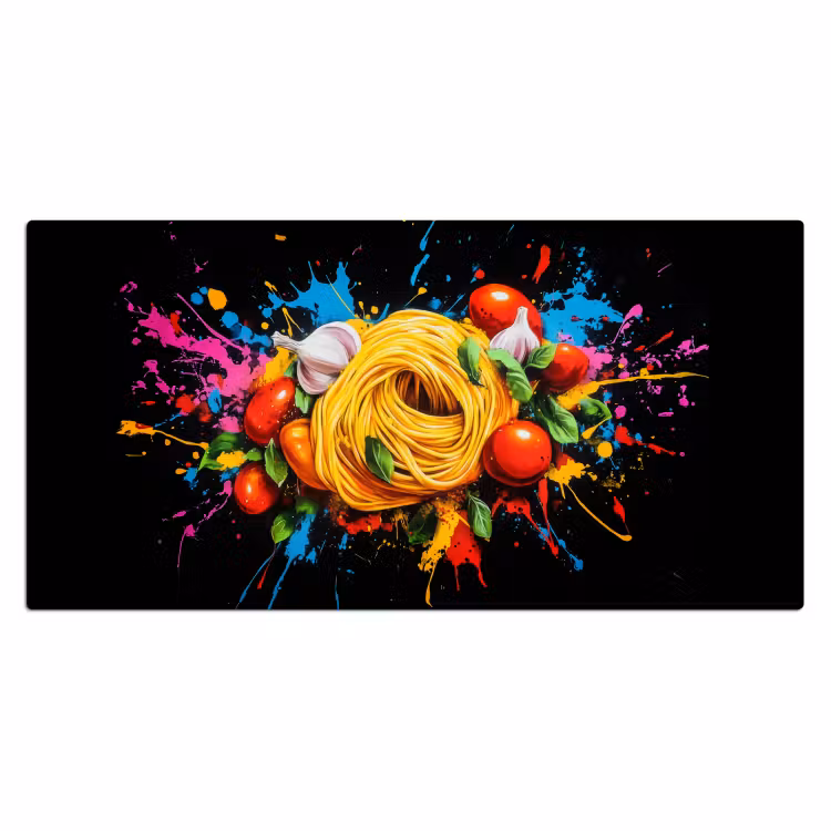 Spaghetti - Graffiti - Verf - Kleurrijk - Eten - Modern Muismat XXL klein -3d_leeg