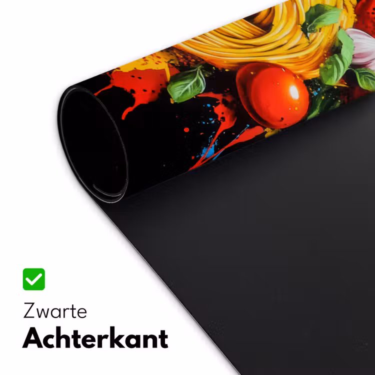 Spaghetti - Graffiti - Verf - Kleurrijk - Eten - Modern Muismat XXL klein -sfeer2