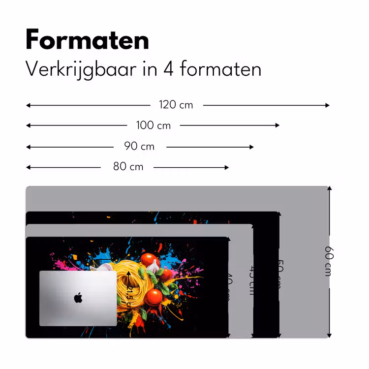 Spaghetti - Graffiti - Verf - Kleurrijk - Eten - Modern Muismat XXL klein -sfeer5