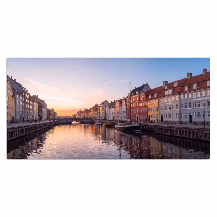 Stad - Gracht - Zonsondergang - Klassiek - Kleurrijk Muismat XXL klein -3d_leeg