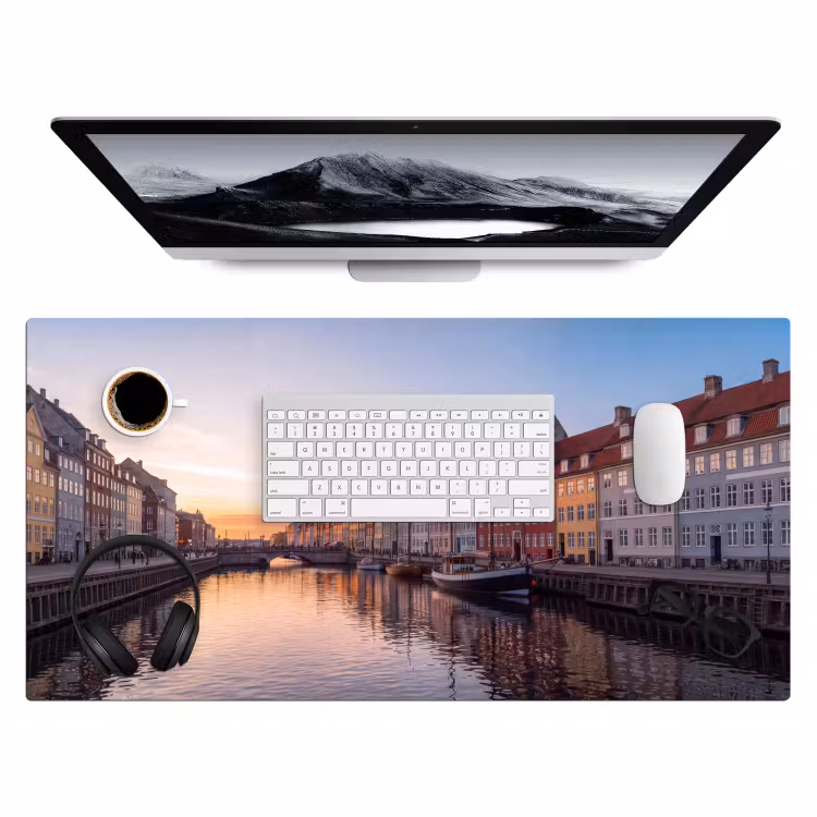 Stad - Gracht - Zonsondergang - Klassiek - Kleurrijk Muismat XXL klein -3d