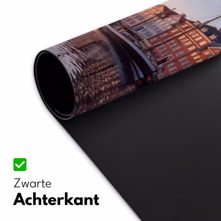 Stad - Gracht - Zonsondergang - Klassiek - Kleurrijk Muismat XXL klein -sfeer2