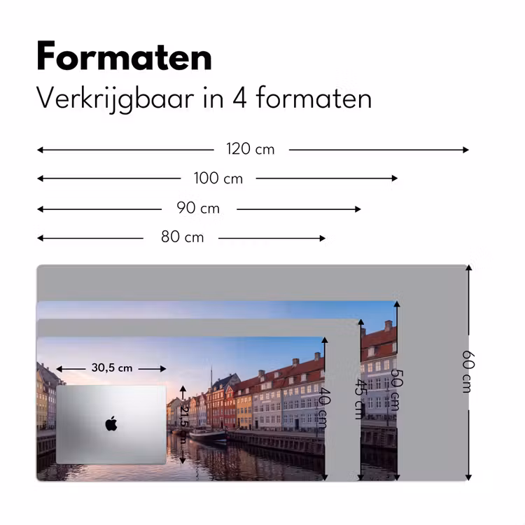 Stad - Gracht - Zonsondergang - Klassiek - Kleurrijk Muismat XXL klein -sfeer5