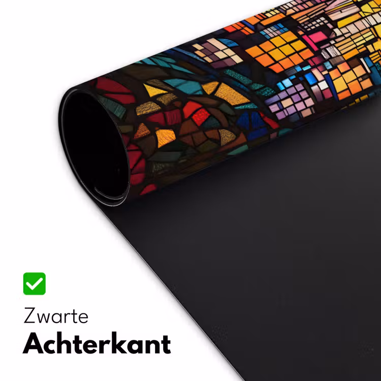 Stad - Maan - Mozaïek - Kleurrijk Muismat XXL klein -sfeer2