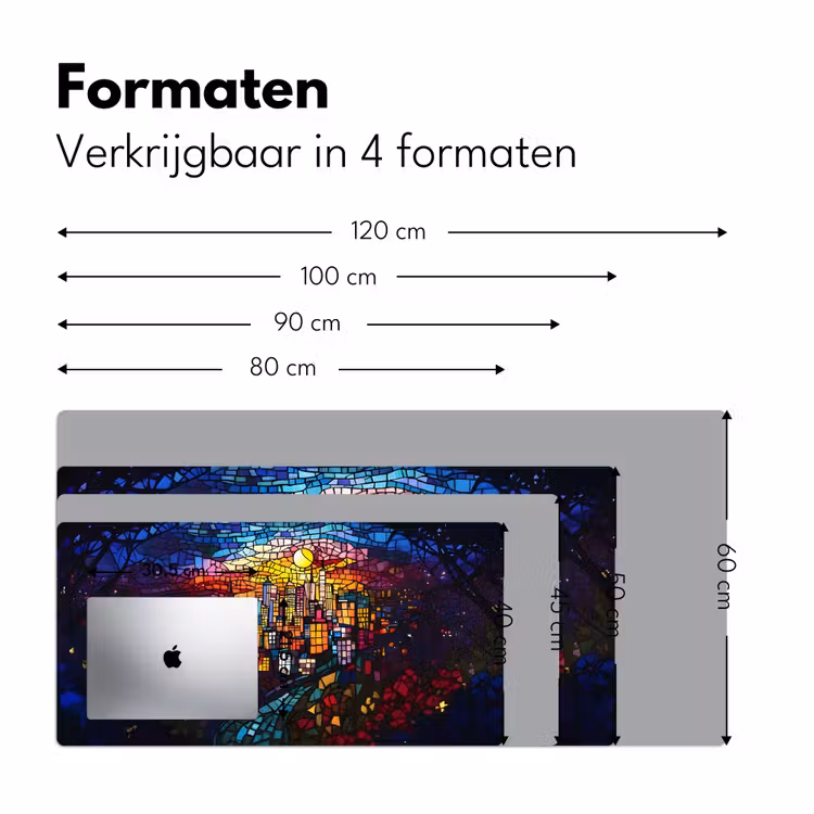 Stad - Maan - Mozaïek - Kleurrijk Muismat XXL klein -sfeer5