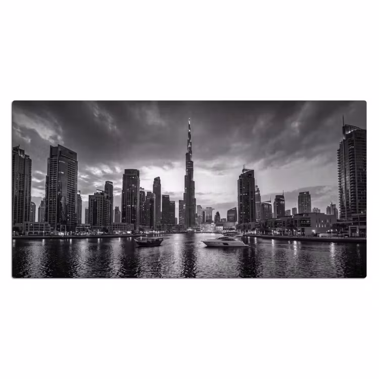 Stad - Skyline - Architectuur - Avond - Zwart-wit Muismat XXL klein -3d_leeg