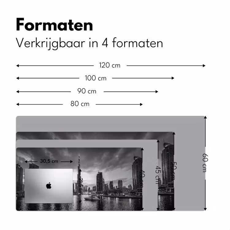 Stad - Skyline - Architectuur - Avond - Zwart-wit Muismat XXL klein -sfeer5