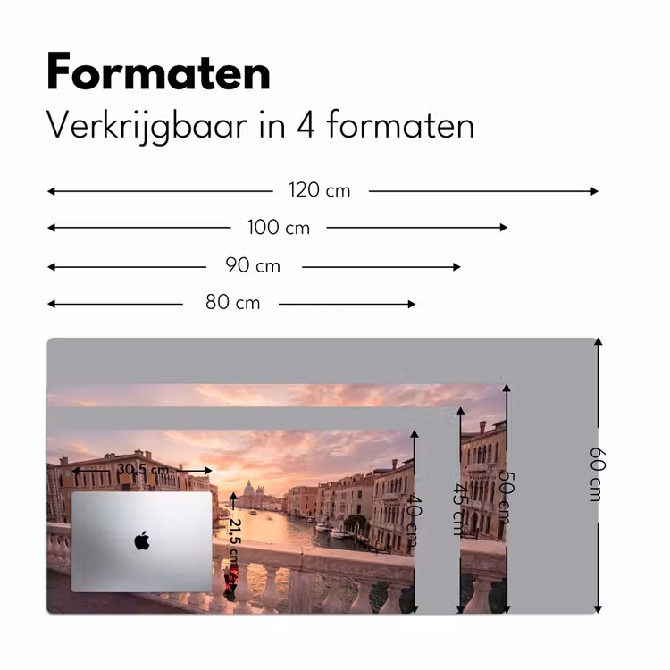 Stad - Venetië - Kanaal - Zonsopgang - Architectuur - Goud Muismat XXL klein -sfeer5
